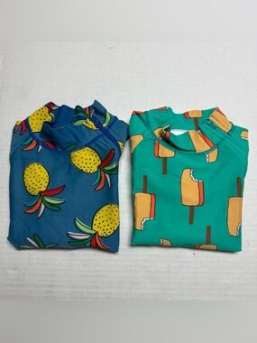 2 Hanna Andersson Pineapple, Popsicles Long Sleeve Rash Guards Size 120 (6-7yrs)